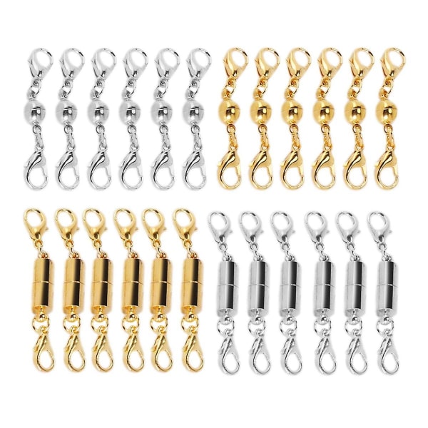 24 stk Halskjedelås Magnetiske smykker Låsespenner og lukkinger Armbåndforlenger for halskjeder