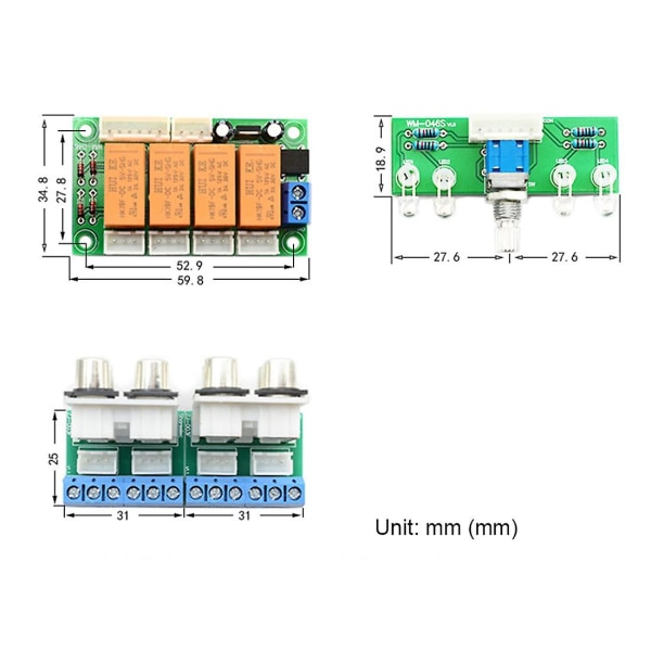 Relay 4-vejs Audio Input Signal Selector Switching RCA Audio Input Valgtavle med Rotationskontakt