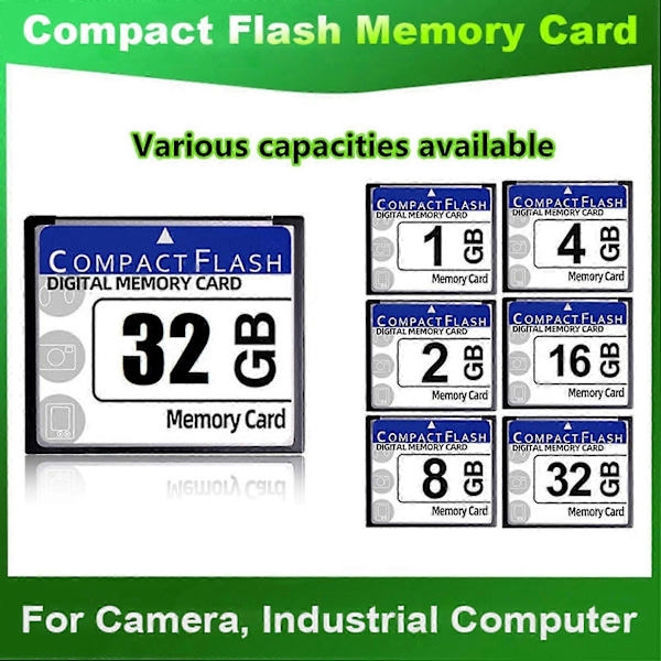 Ammattimainen 2 Gt Compact Flash -muistikortti, yhteensopiva kameran, mainoskoneen, teollisuustietokoneen ja auton kanssa