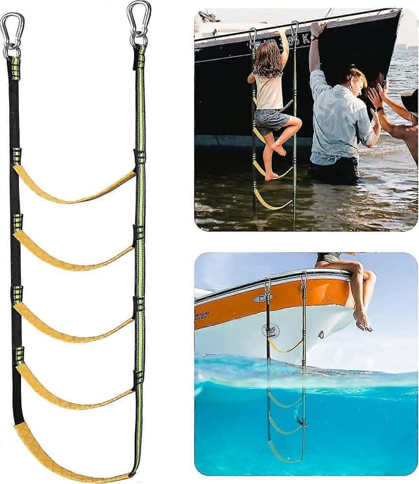 Båtrepstege, bärbar båtrepstege förlängning fiskerepstege för uppblåsbar båt, kajak V 5 Step Blue