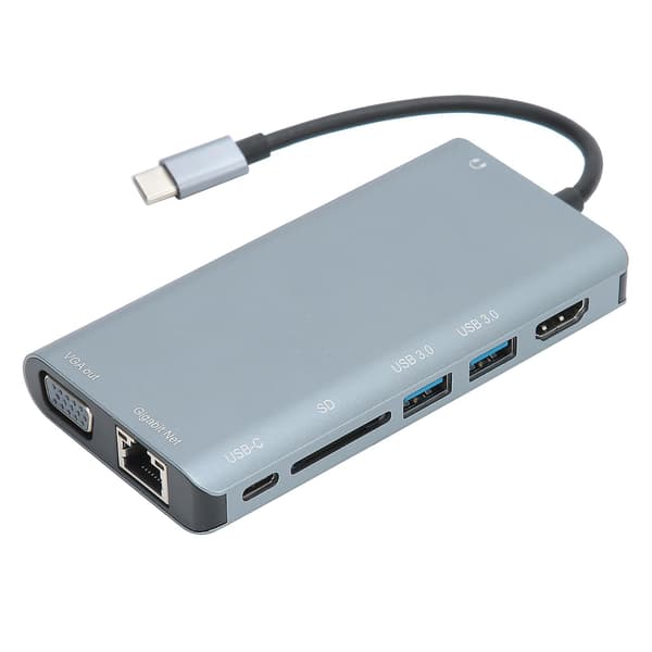 USB3.0 Hub 8-i-1 C Typ Adapter 4K HDMI VGA USB Aluminiumlegering Datortillbehör