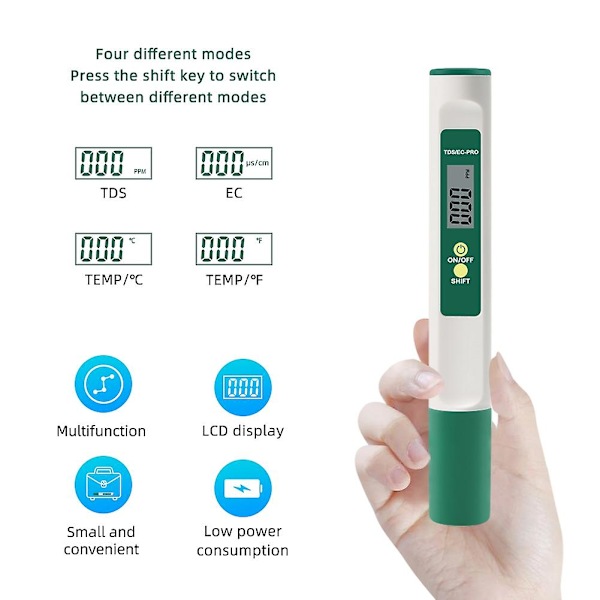 3 i 1 Temp TDS EC Meter Digital Vann Tester C