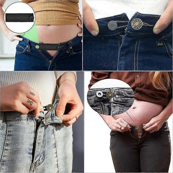 Knapper for utvidelse av jeans, 6 størrelser bukse-knapper for midjeutvidelse, fleksibel justerbar elastisk midje for kvinner og menn
