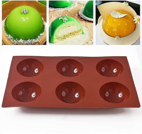 Halvkuleformet silikonformsett for sjokoladeball, kake, gelé, pudding, hjemmelaget såpe, pakke med 3
