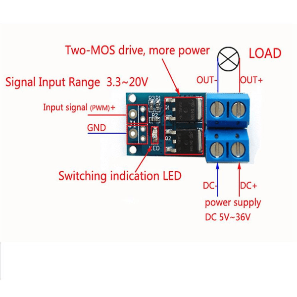 10 st Dc 5v-36v 15a (max 30a) Mosfet Mos Fet Trigger Switch Driver Modul 0-20khz Pwm Regulator Cont