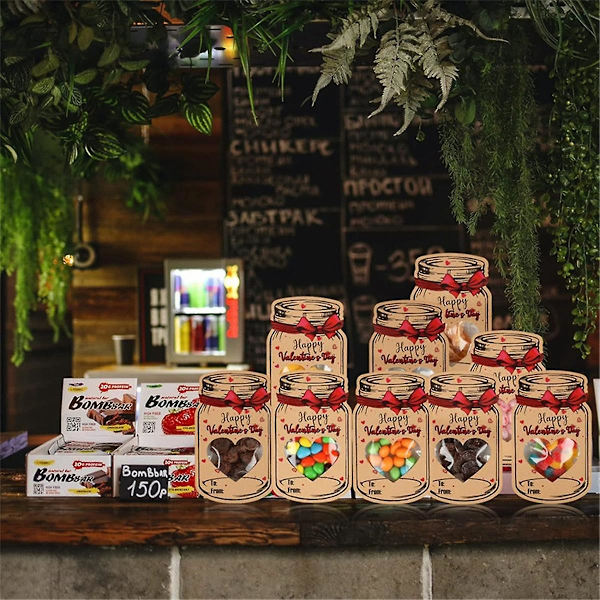 24-pakks Valentinsdagskort for barn, Valentinsdagskort for barn med snackspose, fest i klasserommet