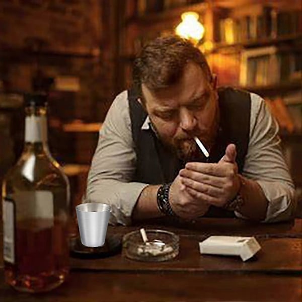 30ml Mini Rustfrit Stål Shotsglas Kop Drikke Vin Glas Med Læder Dæksel Taske Køkken Bar