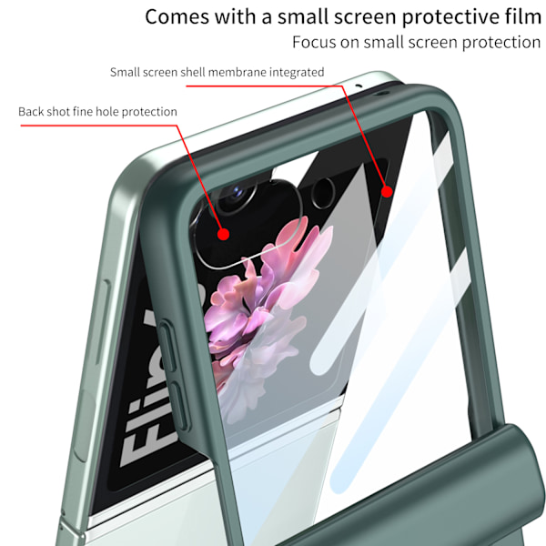 Lämplig för Samsung ZFlip6 mobiltelefonfodral vikbar skärm ultratunn stor fönsterskal film integrerad magnetisk absorption cross gray