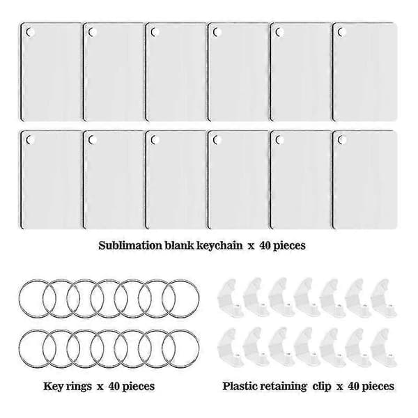 40-pack Sublimeringsnyckelring Ämnen Dubbelsidiga Värmeöverföringsämnen