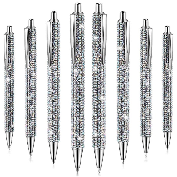 8 st Söt Pen Bling Diamant Jul Rhinestones Present Metall Kulspets Fancy Sparkly Crystal A