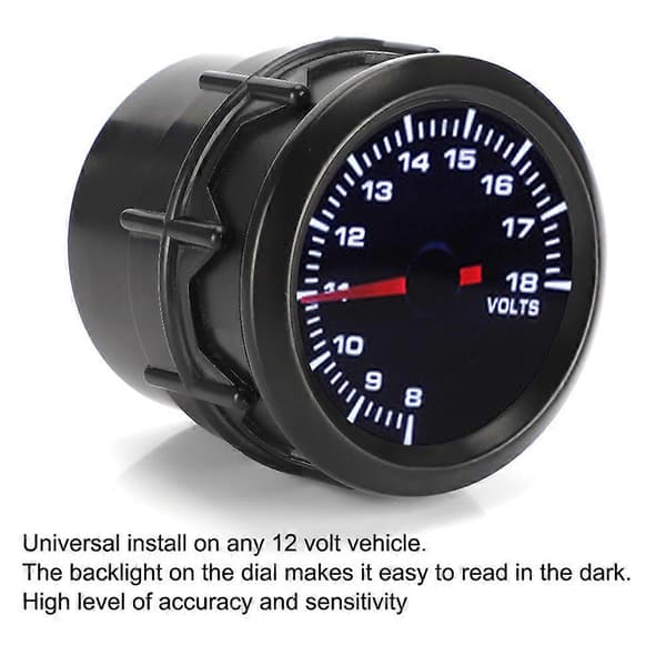 52mm / 2 tommer Enkeltfarget LED Voltmeter Dashbordmåler Bilmodifisering Instrument