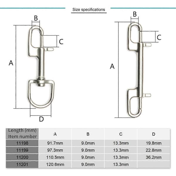 4 ST Bolt Snap Hook, Trigger Snaps Metallklämmor för Dykning, Hundkoppel