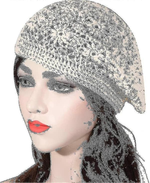 Sommerhatt i bomull for kvinner, lett, retro, håndlaget beret
