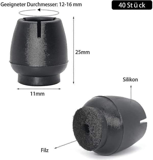 Beskyttelseshetter for stolben, 40 stk. Silikon Runde Gummi Stolhetter