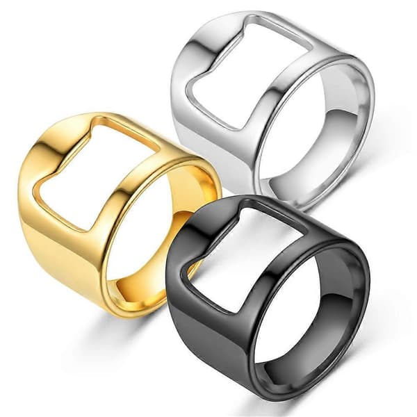 Bartender Ring - Bartender Ring Flaskeåbner, Rustfrit Stål Ring Til Mænd Kvinder Silver NO.12