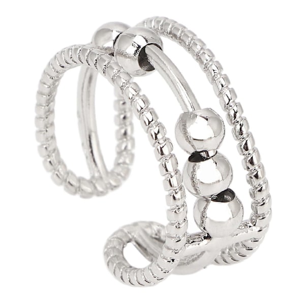 Fidget Ring Justerbar Åben Perle Sølv Letvægts Smykker til Stress og Angstlindring