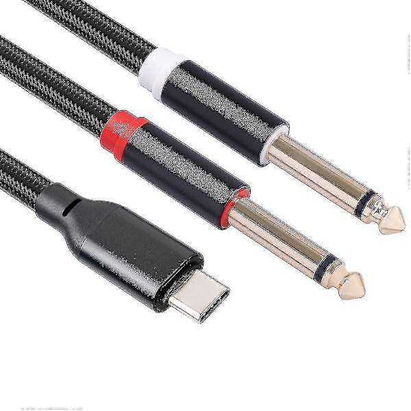 USB-C til Dobbelt 6,35 mm Audio Stereo Kabel Type-C til Dobbelt 6,35 mm Audioledning kompatibel Smartphone Multimedia+mki