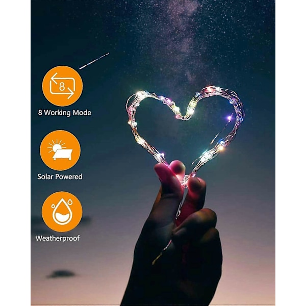 [2 kpl] Aurinkokennovalot ulkokäyttöön, 12m 120 LED vedenpitävä 8 tilaa koristevalo [energialuokka A+++]