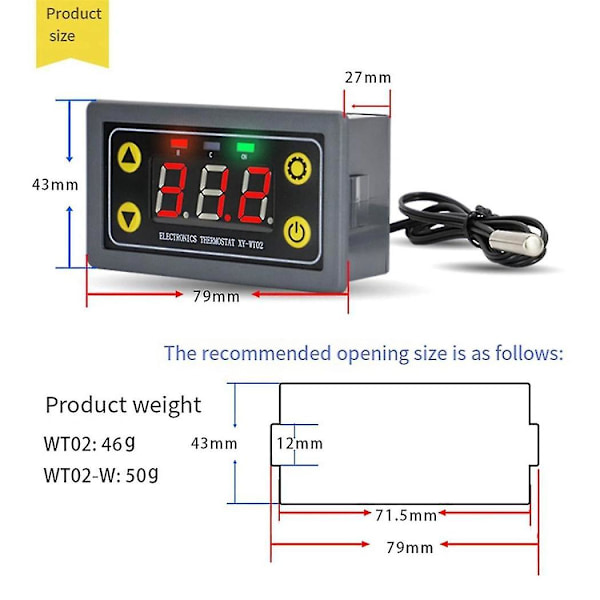 Xy-wt02 Fjernbetjent Wifi Temperaturregulator Højpræcisionstemperaturmodul Køling Varme App Temperaturindsamler,a