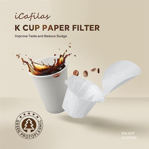 150 st Kaffe Filterpapperskoppar Matfilterpapperhållare Kaffemaskin Pappersfilter Kapsel K-kopp w
