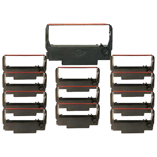 12 stk. sorte og røde printerbånd til Epson ERC38 ERC30 ERC34 TM-U220A/220B/220D/300/375 printer f