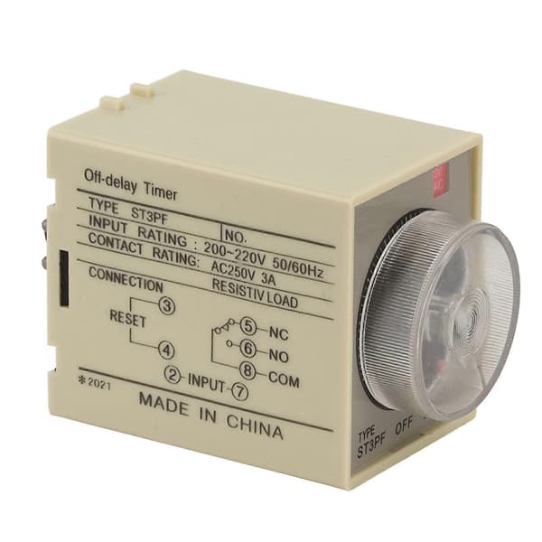 Tidsrelæ Justerbar Timing Strømafbrydelse Timer Forsinkelse AC 200?220V ST3PF Tilbehørsdel 10S