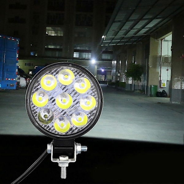 27W 9LED Rund Mini Arbetslampa Extra Ljus för Bil Motorcykel Lastbil Gaffeltruck Båt Svart