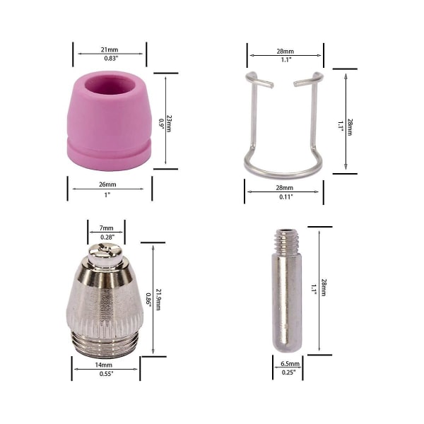 AG60 SG-55 WSD-60 Plasmaskærer Skærefakkel Spids Dyser Forbrugsstoffer Sæt Plasmaskærer Tilbehør