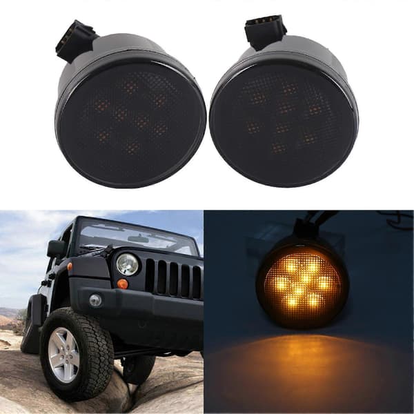 2 stk LED Blinklys Modifiserte Fender Side Marker Lys Tåkelys for Jeep Wrangler 07-17