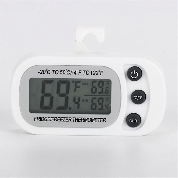 Elektronisk digitalt køleskabstermometer LCD-skærm fryser temperatur med krog høj & lav -20c til 50c