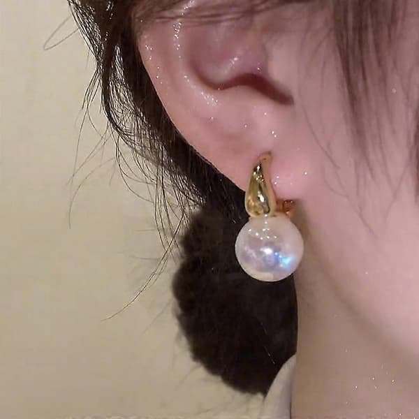 Dame Perle Øreringe Sølv Hvidguld Dråbe Øreringe Cubic Zirconia Perle Øreringe Store 14mm