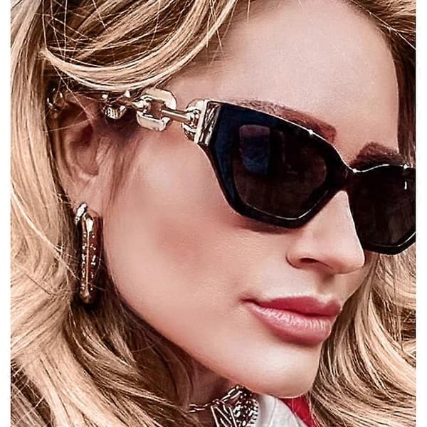 Wekity Högmodiga Metallkedja Arm Flat Top Aviator Solglasögon