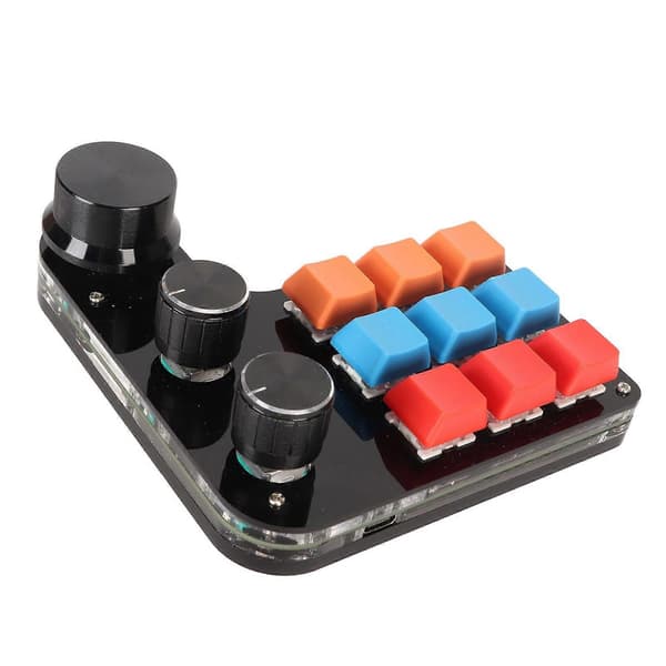 9 Taster Programmerbart Tastatur 3 Knapper Enhånds USB Mini Macro Mekanisk Gaming Tastatur til Kontor YEMMA