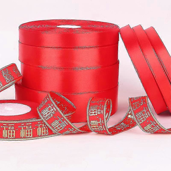 Rött band för presentinslagning (10cm 20m)