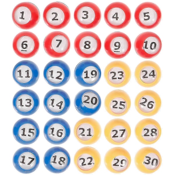 30 stk. Bingo Kugler Nummererede Lotterikugler Spilkugler Rekvisitter Plastik Udskiftningsnummer Kugler