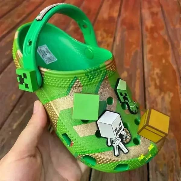 Nya 3D Barn Grottskor Min Värld Minecraft Baotou Pojkar och Flickor Tofflor Halkfria (C9-15cm)