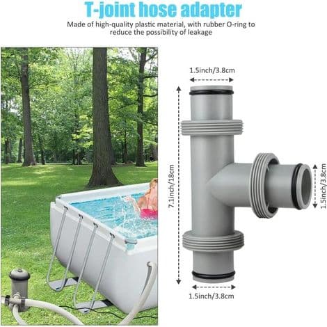 T-formet slangetilslutning til swimmingpools - Diameter: 38 mm - 3-vejs - Diameter: 38 mm