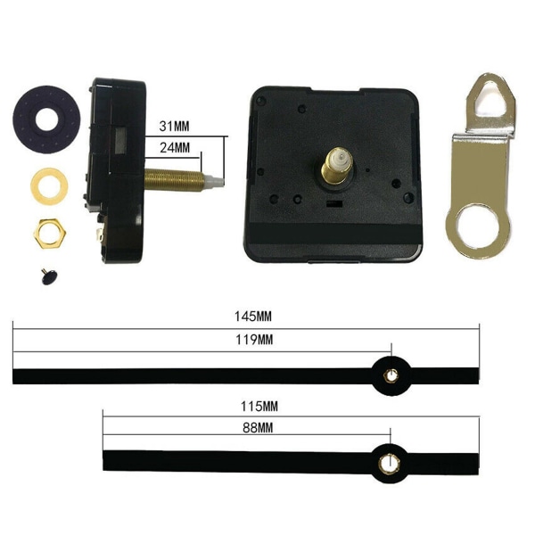 31 mm Lang Aksel Kvarts Klokkebevegelse Mekanisme DIY Klokke Reparasjonssett Klokke Mekanisme Utskifting