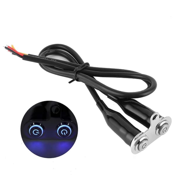 12V Motorcykel Styrswitch LED Modificeringsbeslag Kontrol Trykknap med 2 stk. Switch-knapper