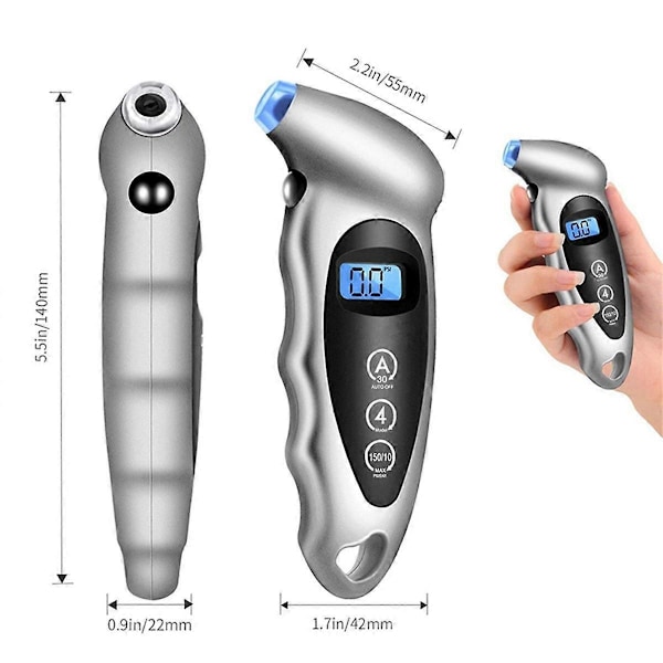 Digital Dæktryksmåler LCD Display Manometer Barometer Tester til Bil Lastbil