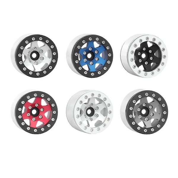 Silverkantad 1.55 tums metallhjul däck klätterbil AX90069 för JIMNY CC01