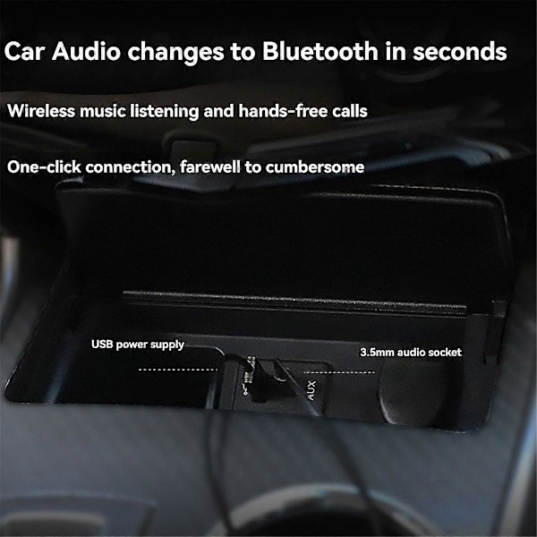 Bluetooth 5.1 AUX Biladapter USB til 3.5mm Jack Dongle Kabel Håndfri Bil Trådløs Bil Bluetooth Tr