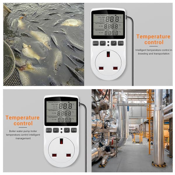 Digital Temperaturregulator Termostat Stikkontakt Stik Varme Køling Timer til Hjemmebrygning Gre