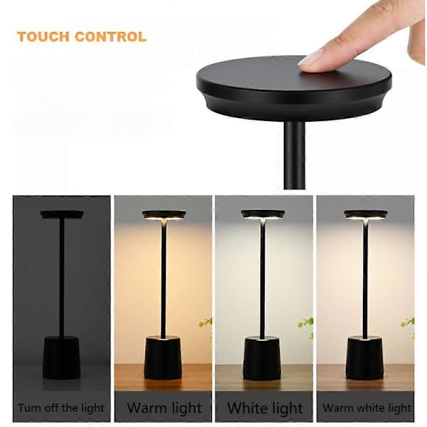 Sladdlösa bordslampor för sovrum, LED sladdlös skrivbordslampa, 4400mAh batteridriven portabel bordslampa, 3 färger steglös dimning upp till 16 timmars användning