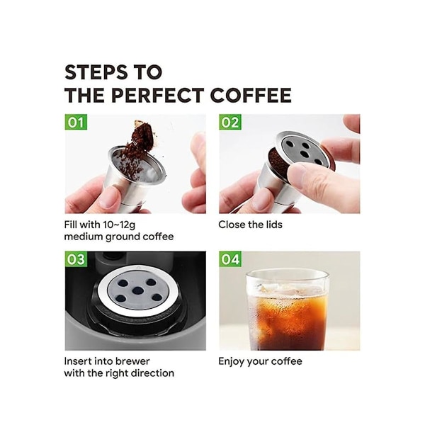 Soveltuu K-Plus-kahvinkeitinsyklin täyttöön, käytä ruostumattomasta teräksestä valmistettua suodatinkuppia K-kuppia (1 reikä)