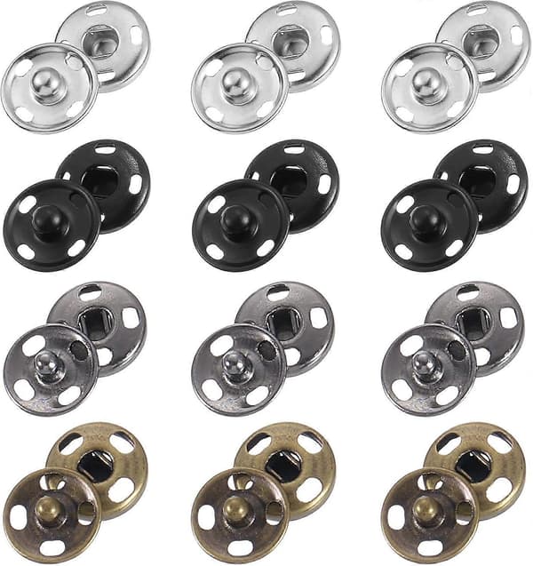 200 Sett Sy Knapptrykknapper, 12 mm Trykknapper Metallknapper for Klær DIY Håndverk
