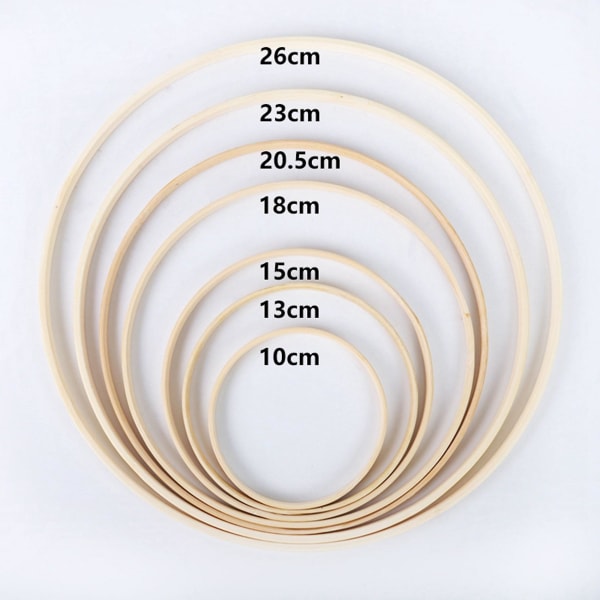 2x Drøm Bambusringer, tresirkel Rund Fanger DIY Hoop 20.5cm