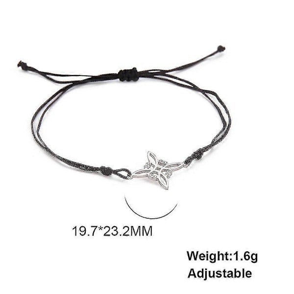 Halskæde med hekseknude i rustfrit stål til kvinder og mænd, armbånd med jade-snor, Wicca heksekunst amulet smykke gave
