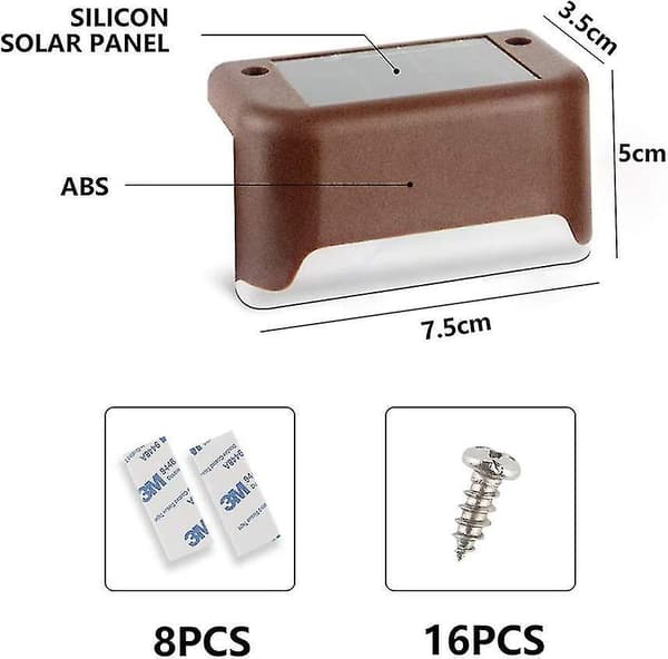 Soldrivna LED Trappljus för Trädgård Uteplats Däck - Vattentäta och IP65-klassade (8-pack)