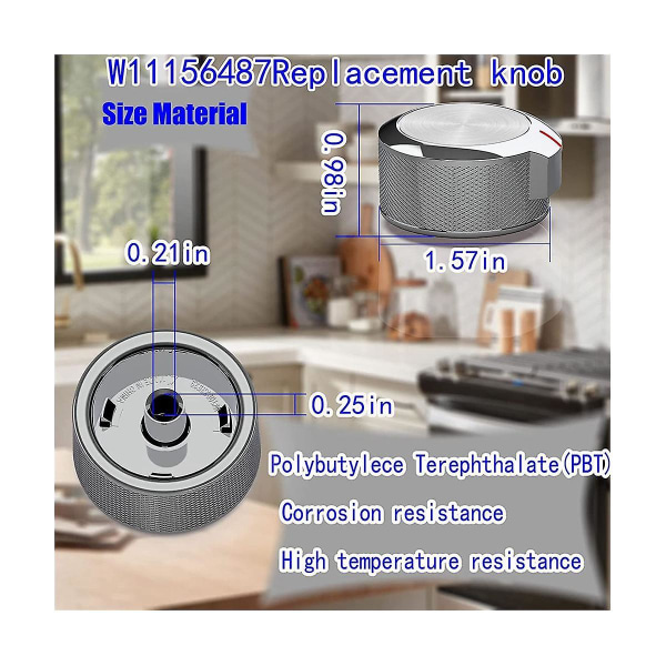 W11156487 W10823529 Komfyrtoppknapp for ovn, erstatningsdeler for komfyrtopp, kontrollhastighet (1 pakke